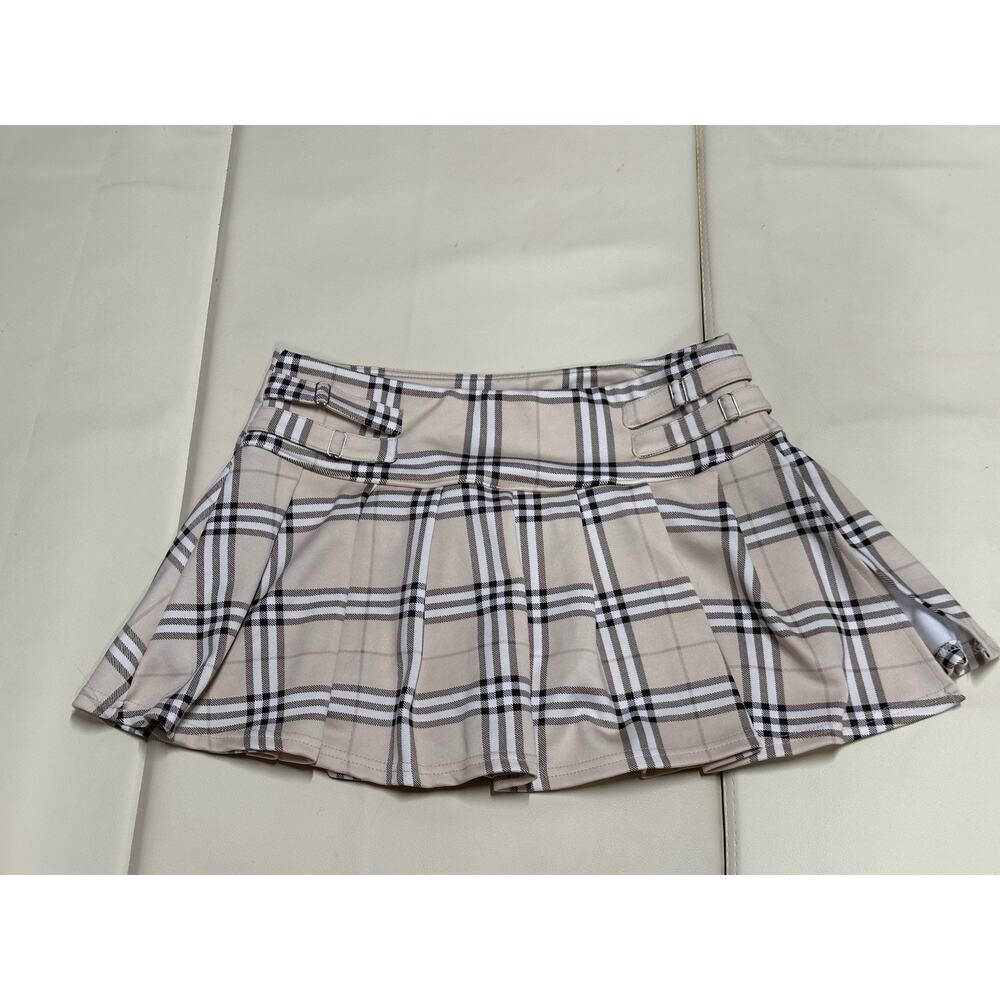 BLACK IBIS PLEATED CHECKERED SHORT SKORTS SKIRT Colonial Athletic Tennis L